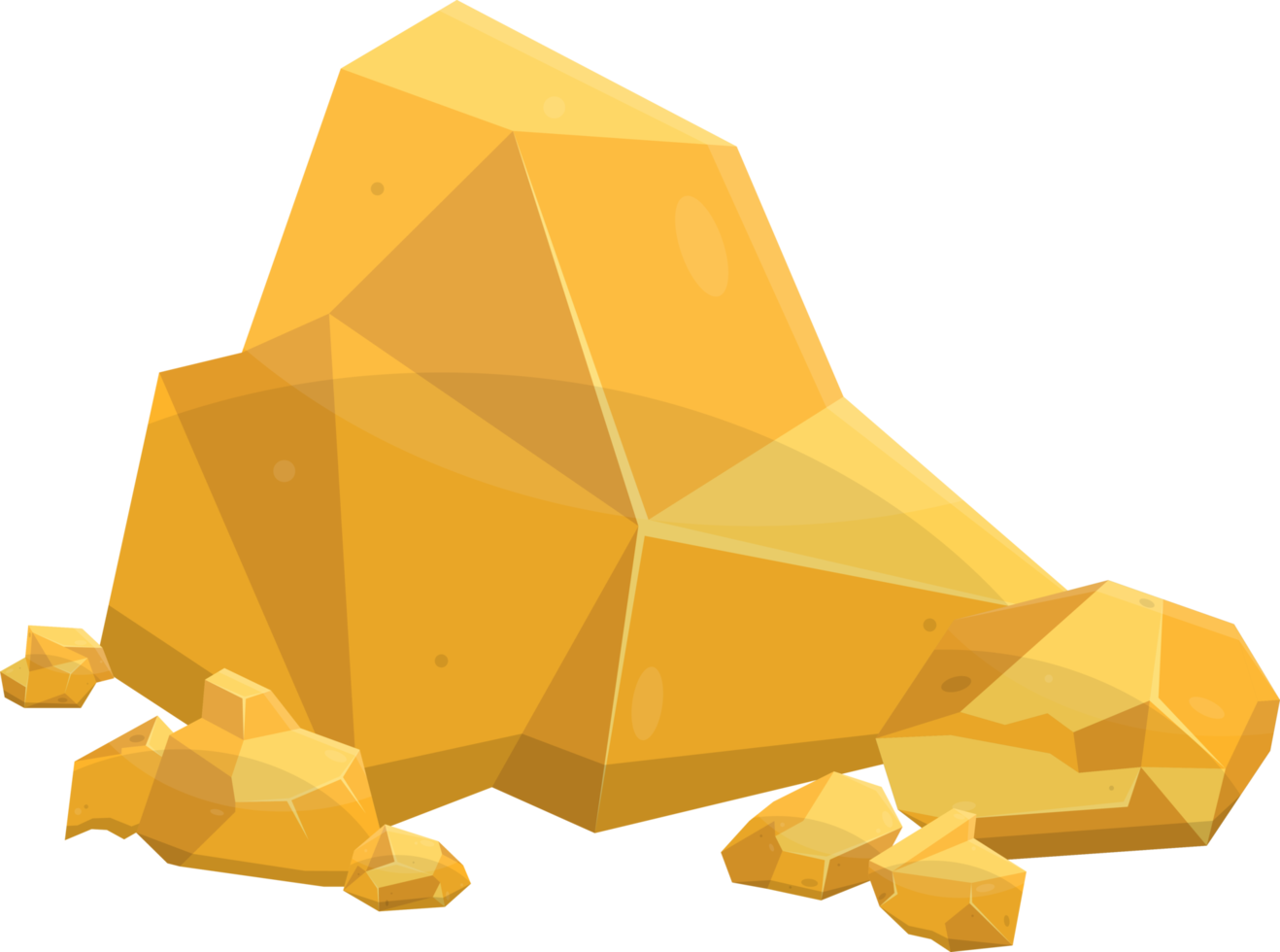 Gold stones and boulders in cartoon style png