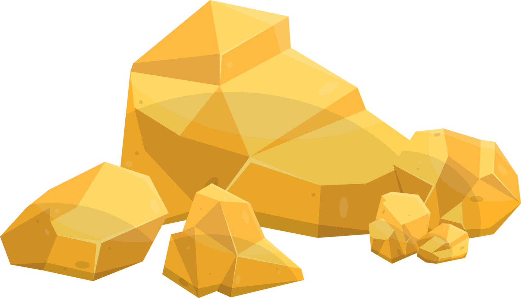 Gold stones and boulders in cartoon style png