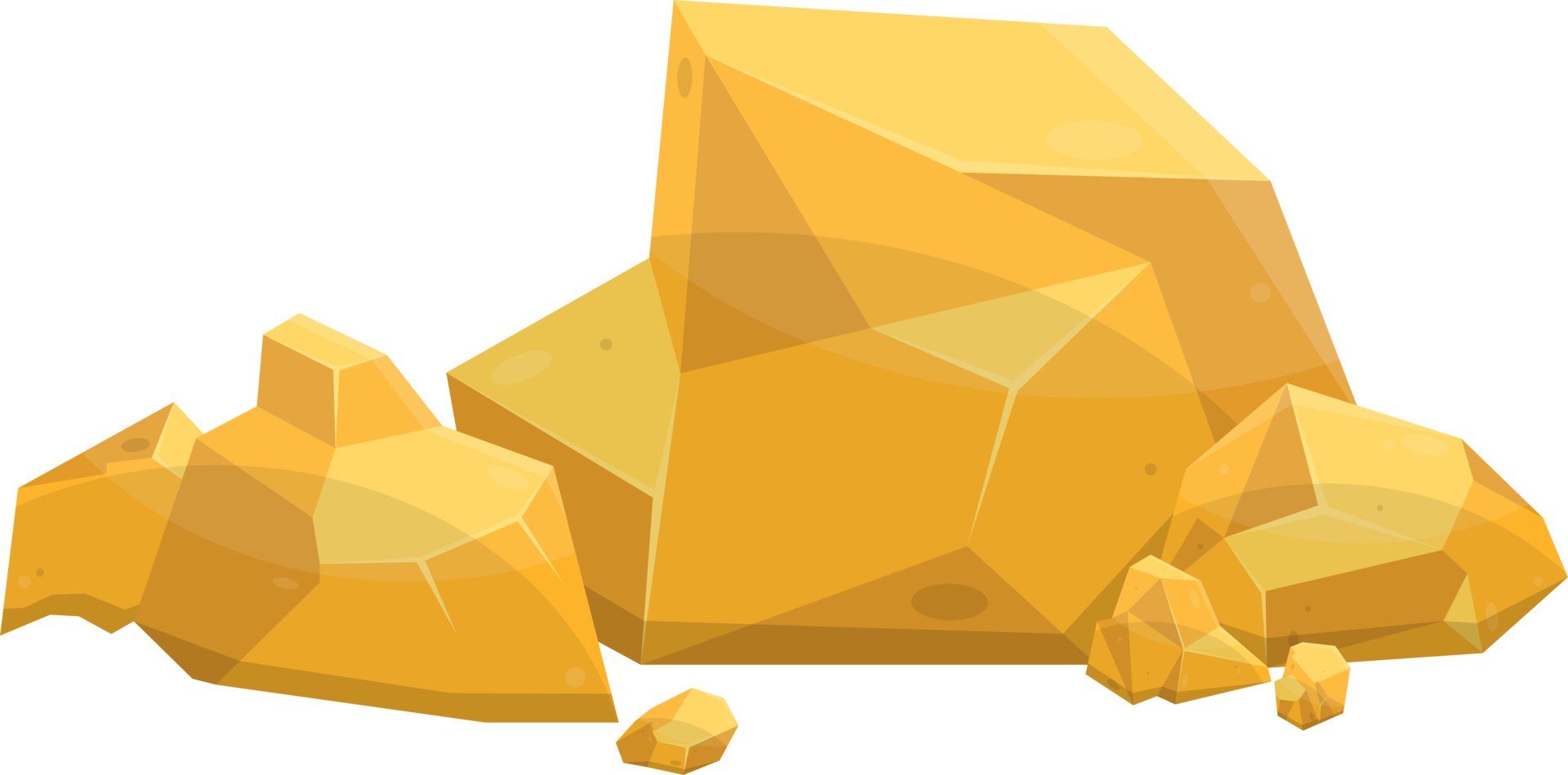 Gold stones and boulders in cartoon style png