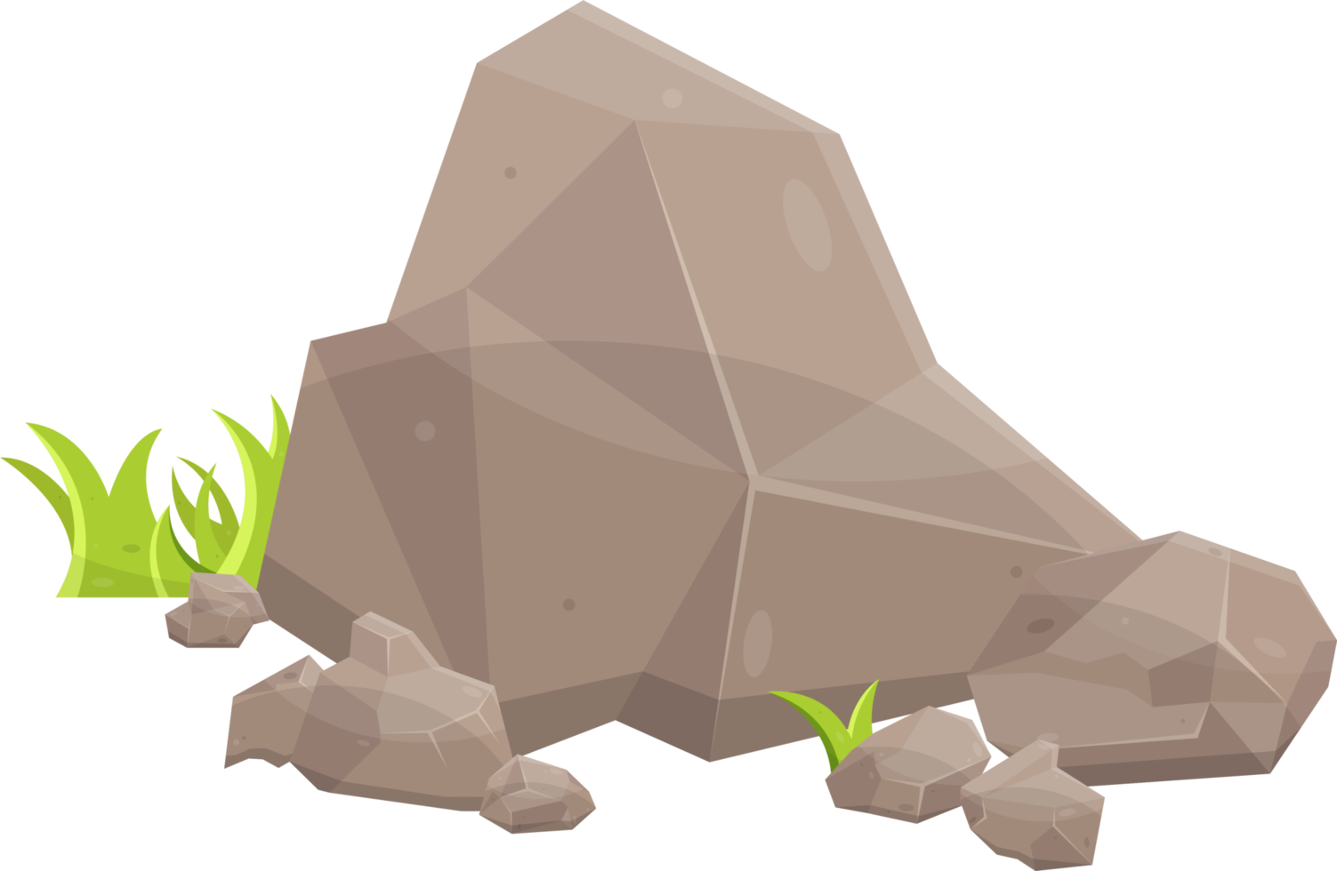 Rock stones and boulders in cartoon style png