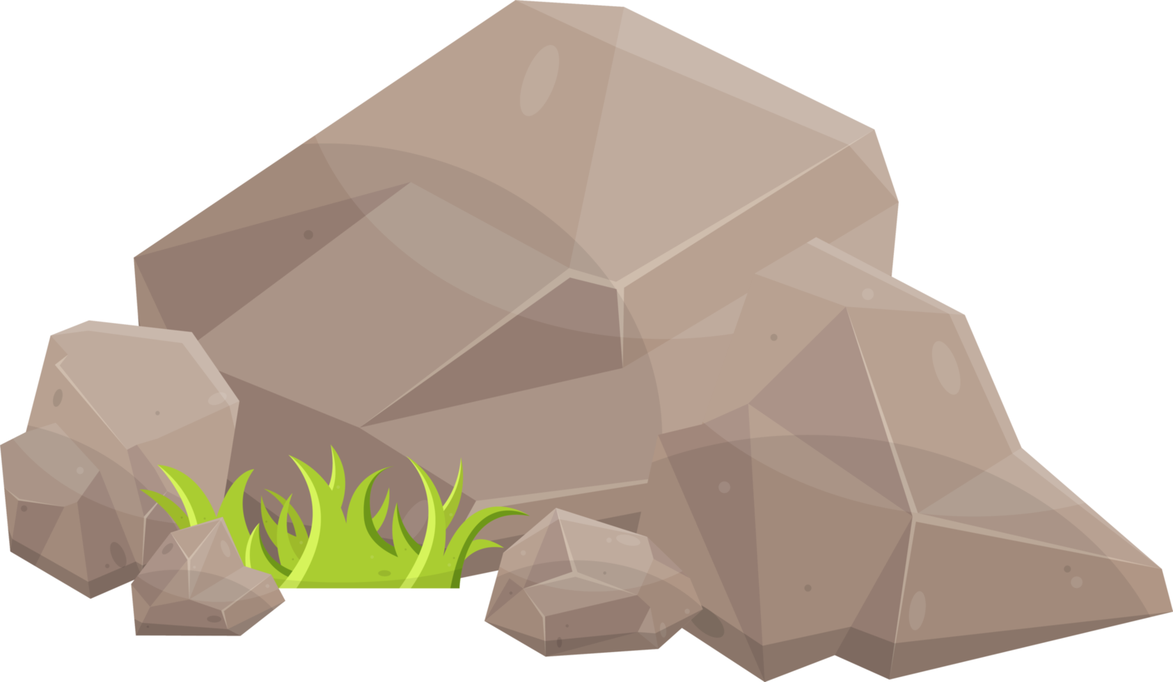 Rock stones and boulders in cartoon style png