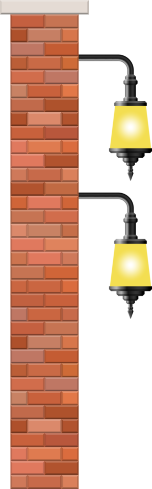 Vintage street lamp made from bricks and steel png