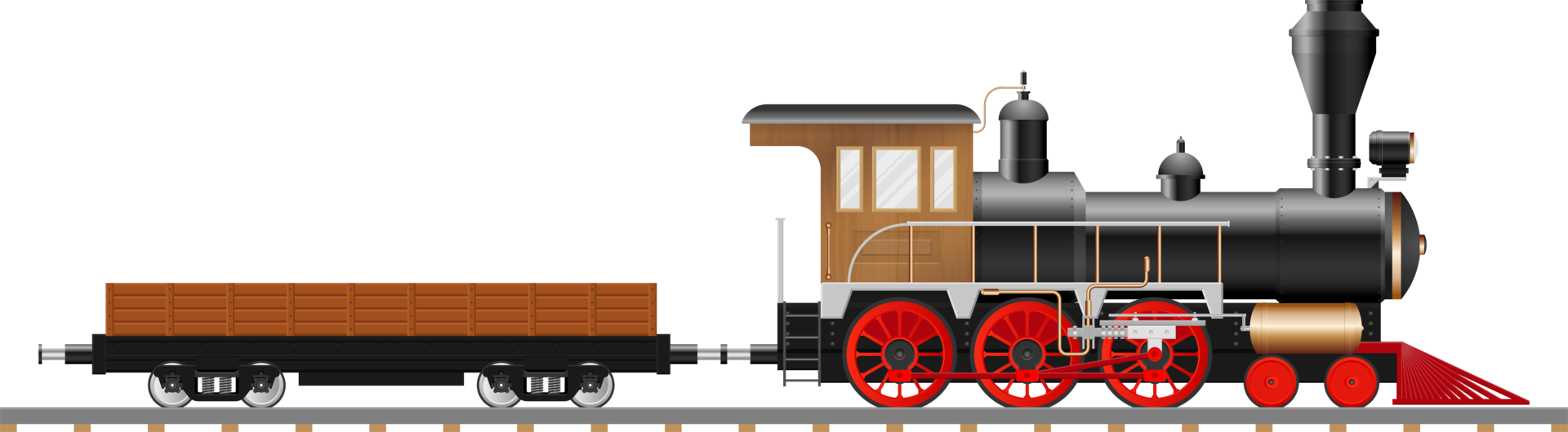 Vintage steam locomotive and wagon png