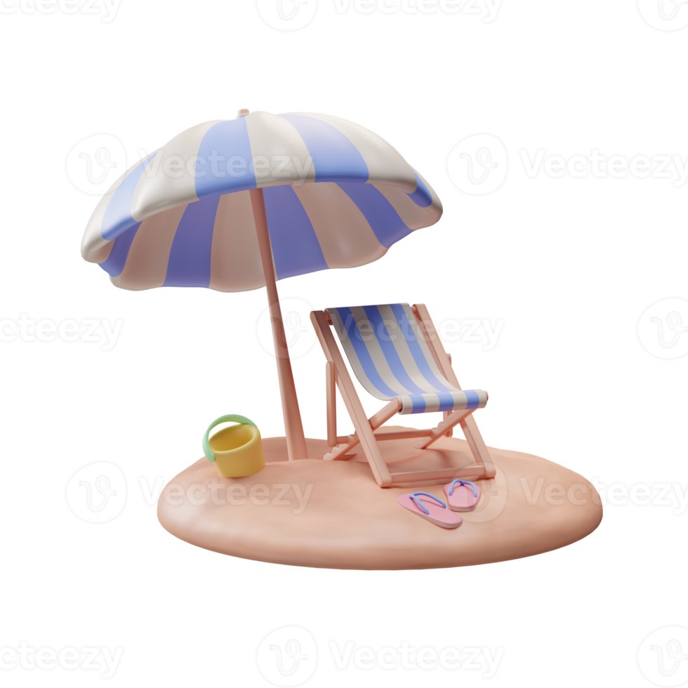 reisesymbol, strandkorb 3d illustration png