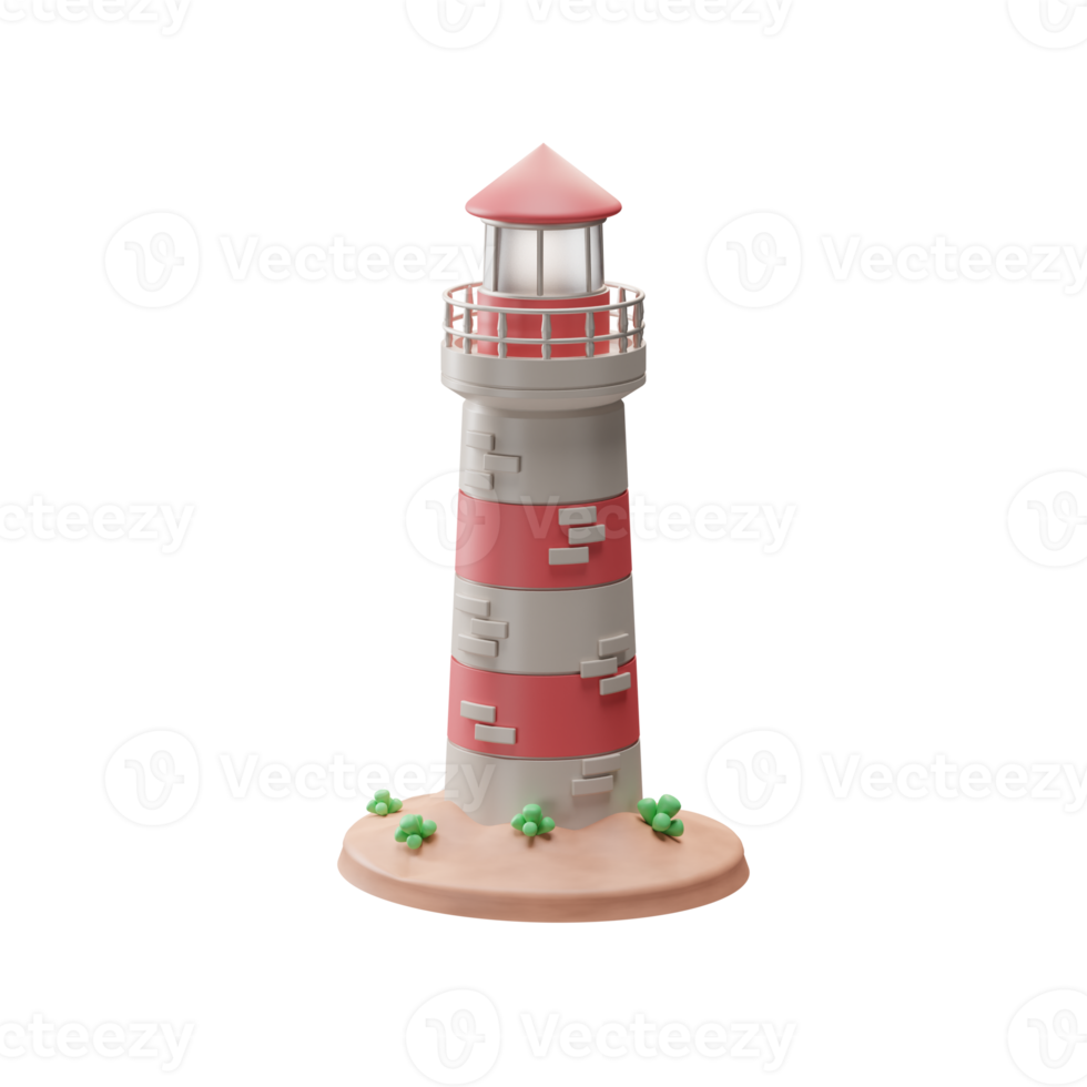 objeto de viagem, farol, ilustração 3d png