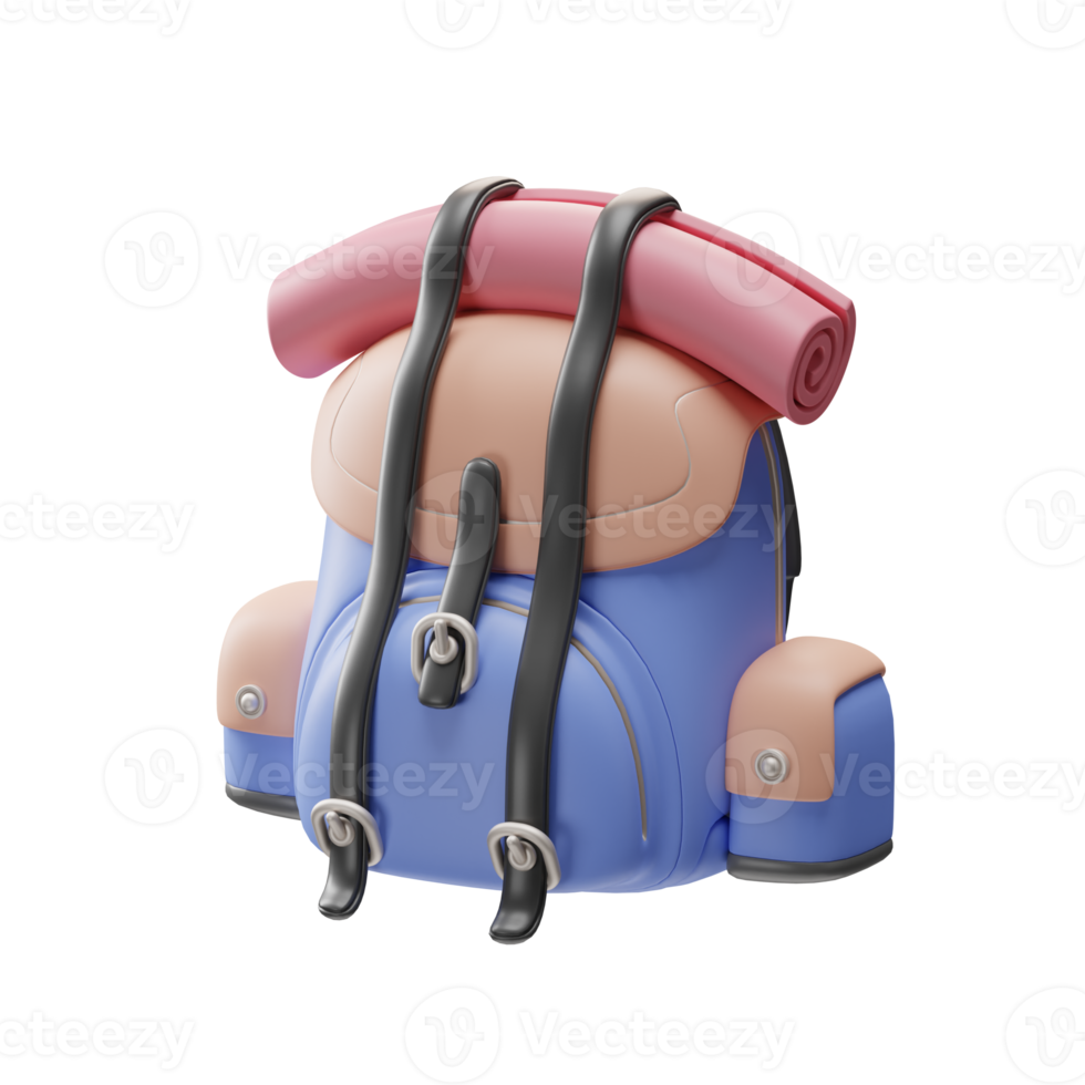 set da viaggio, zaino, illustrazione 3d png