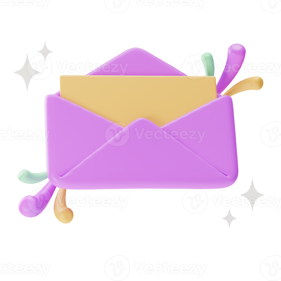 Object Element UI, Open Email, 3d illustration png