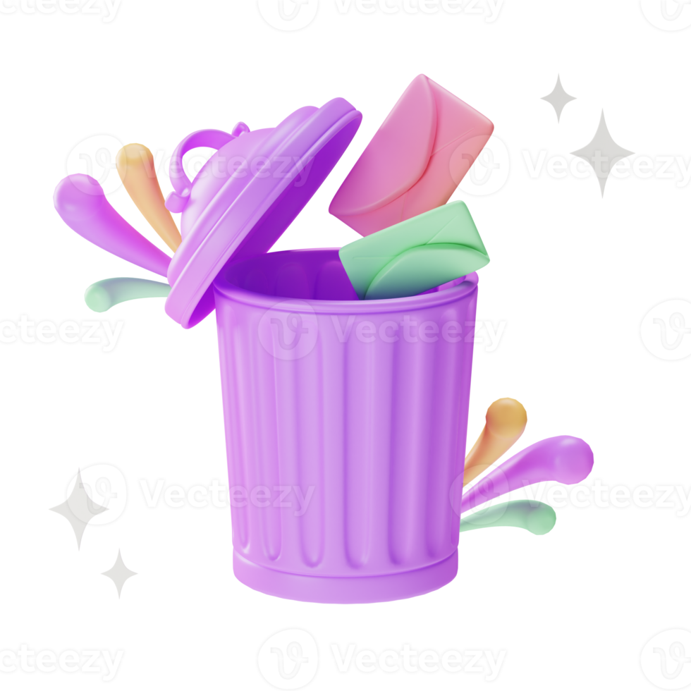 Object Element UI, Trash With letter, 3d illustration png