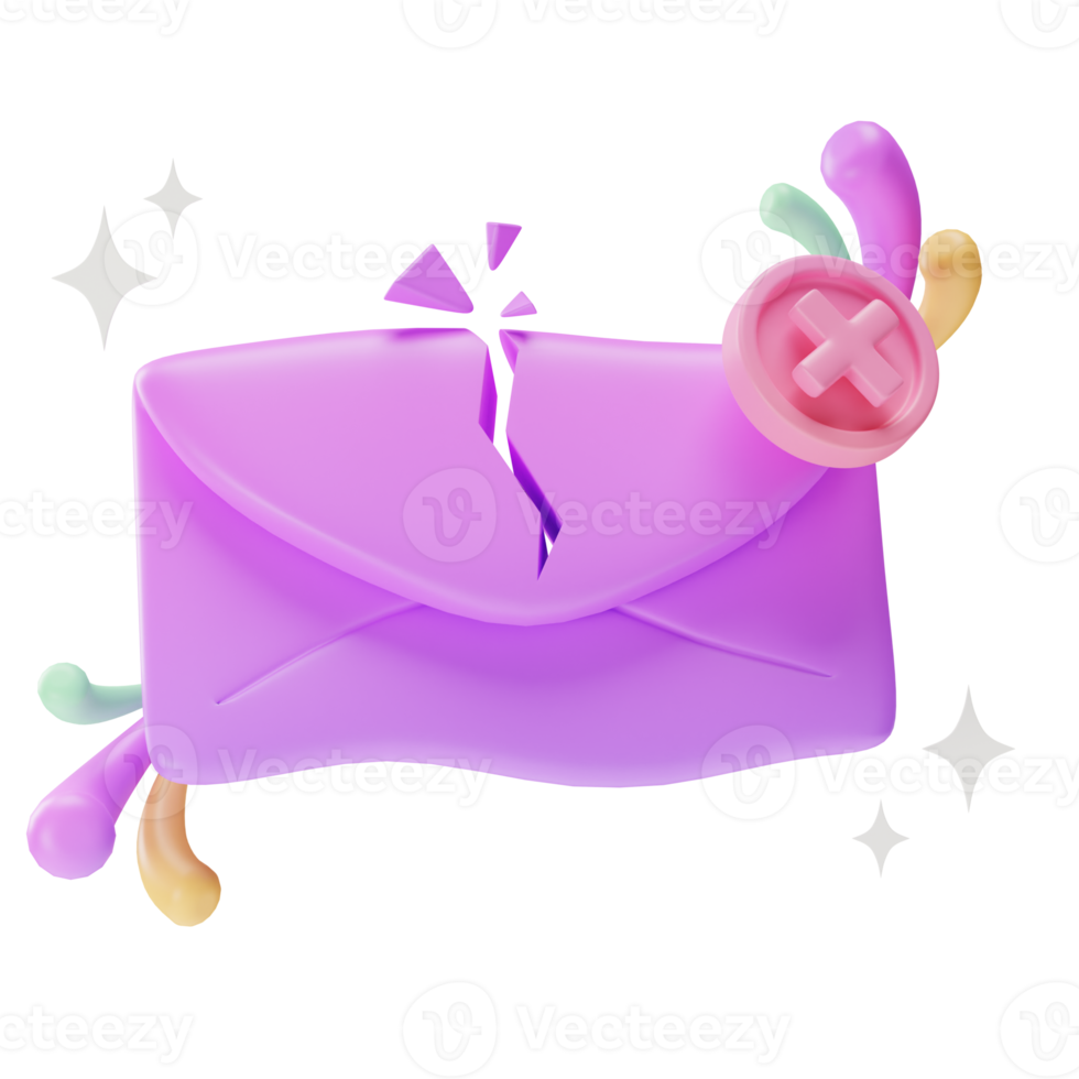 Object Element UI, Broken email, 3d illustration png
