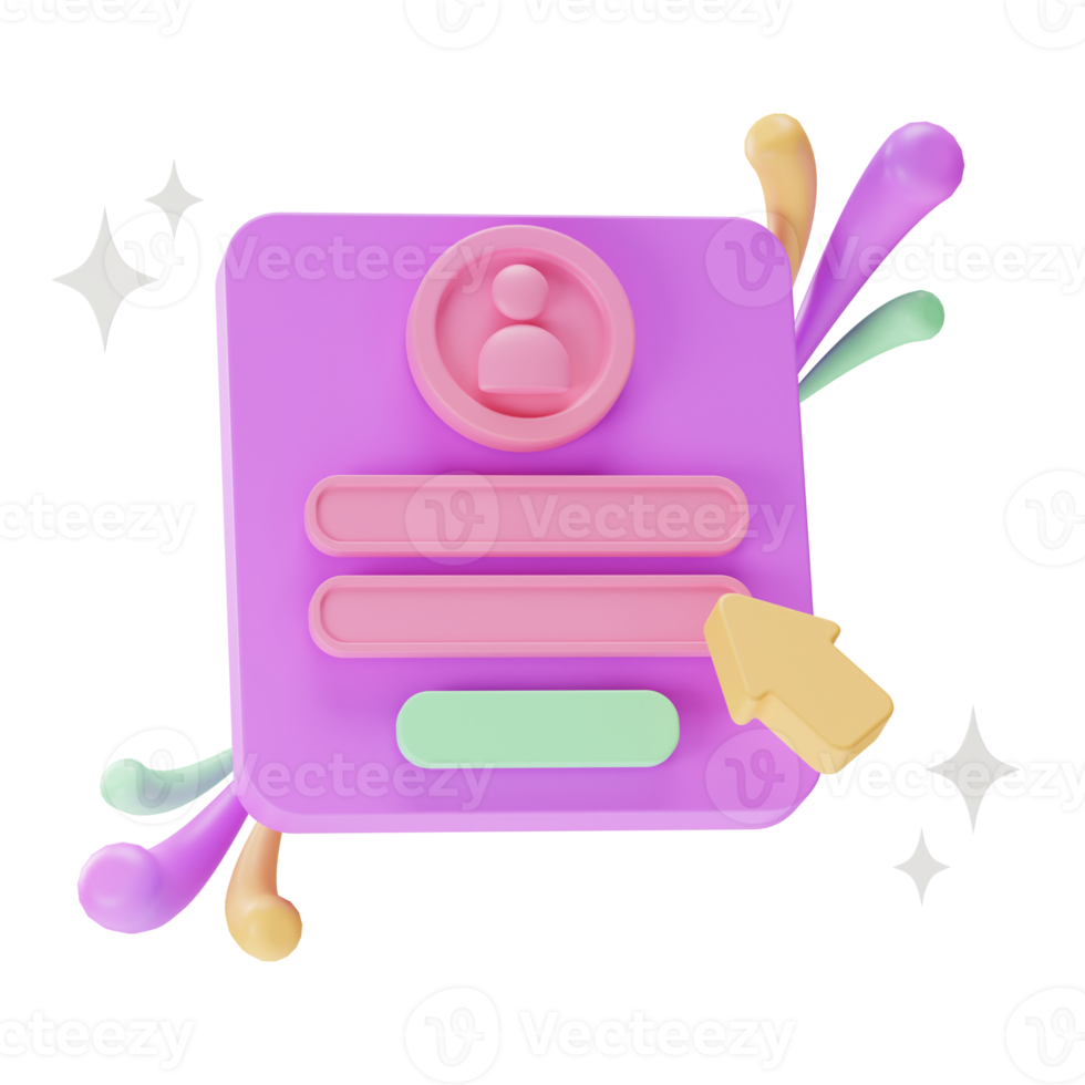elemento de objeto ui, login, ilustração 3d png