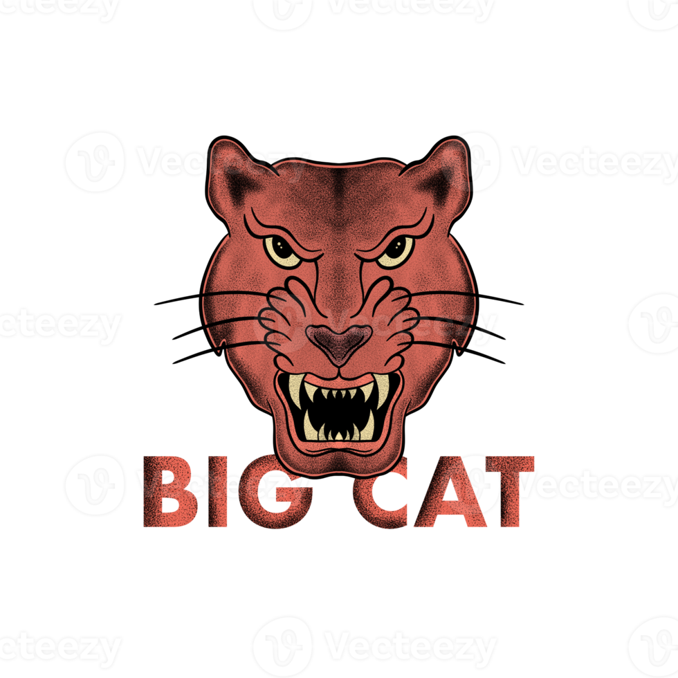 illustration de gros chat tigre dessiné à la main pour tshirt veste à capuche peut être utilisé pour des autocollants etc png