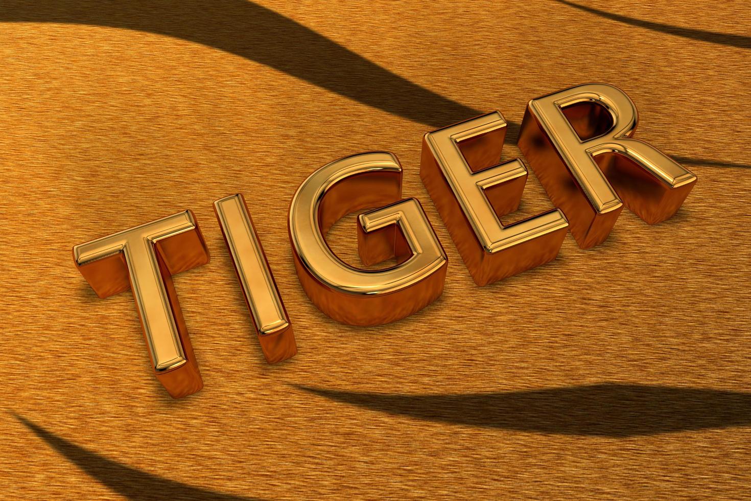 3D text with the word Tiger meaning the symbol of 2022 according to the Eastern calendar photo