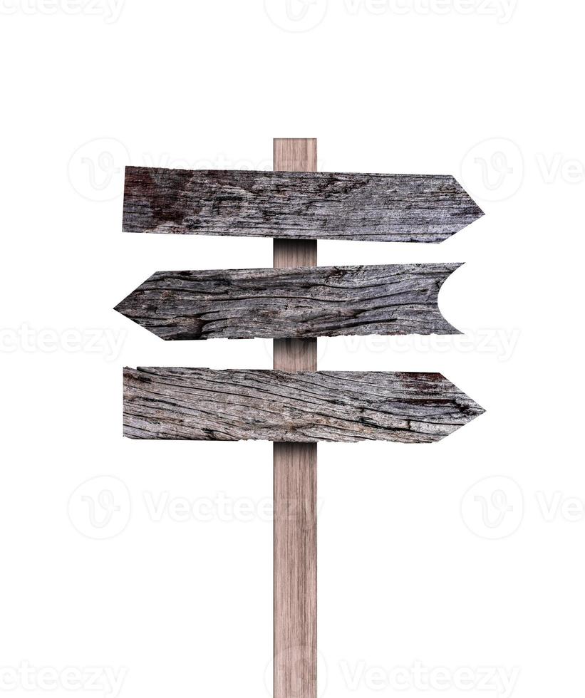 Old various wooden sign isolated on white background. Object with clipping path. photo