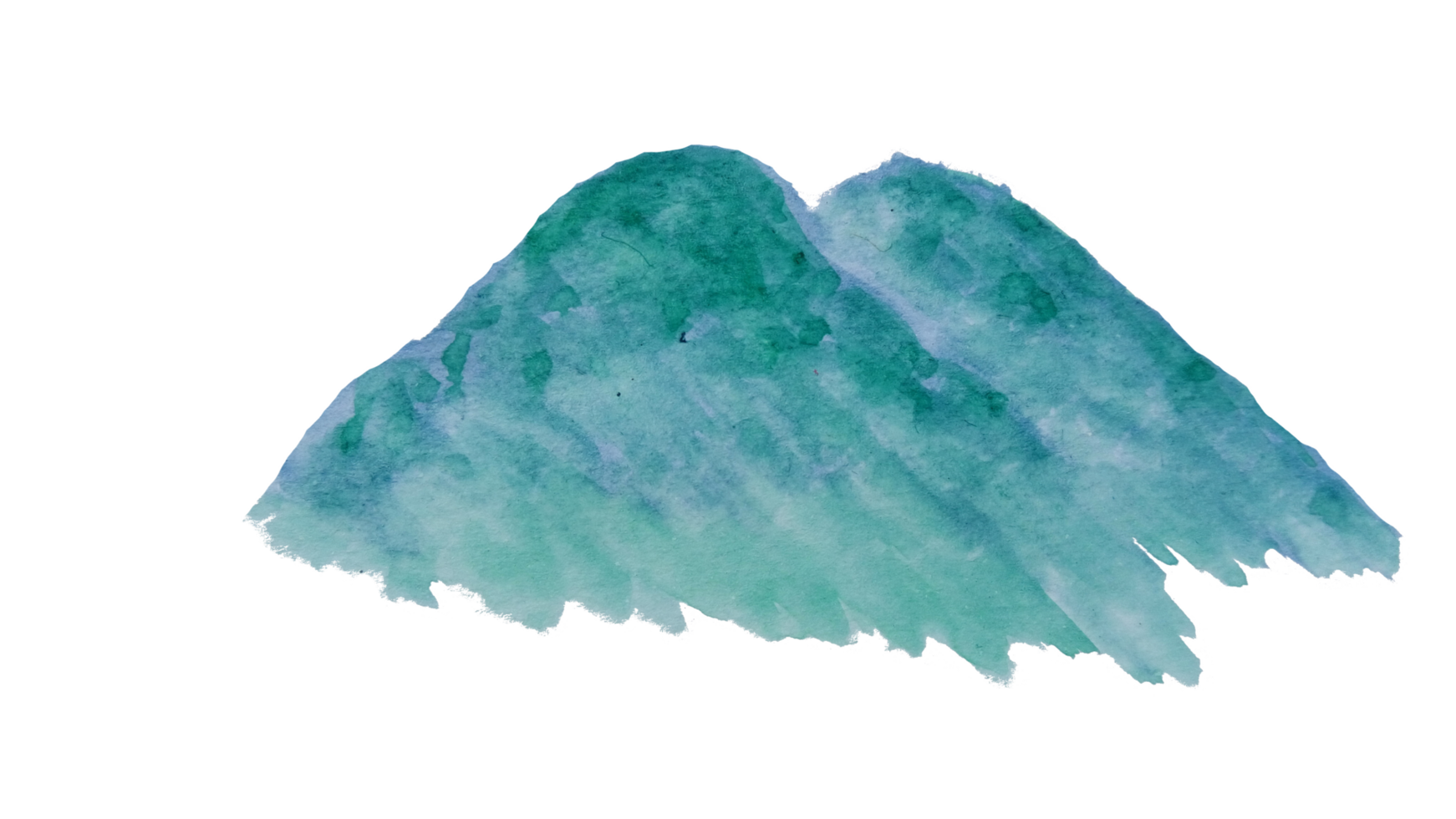 montagne aquarelle, montagne verte bleue png