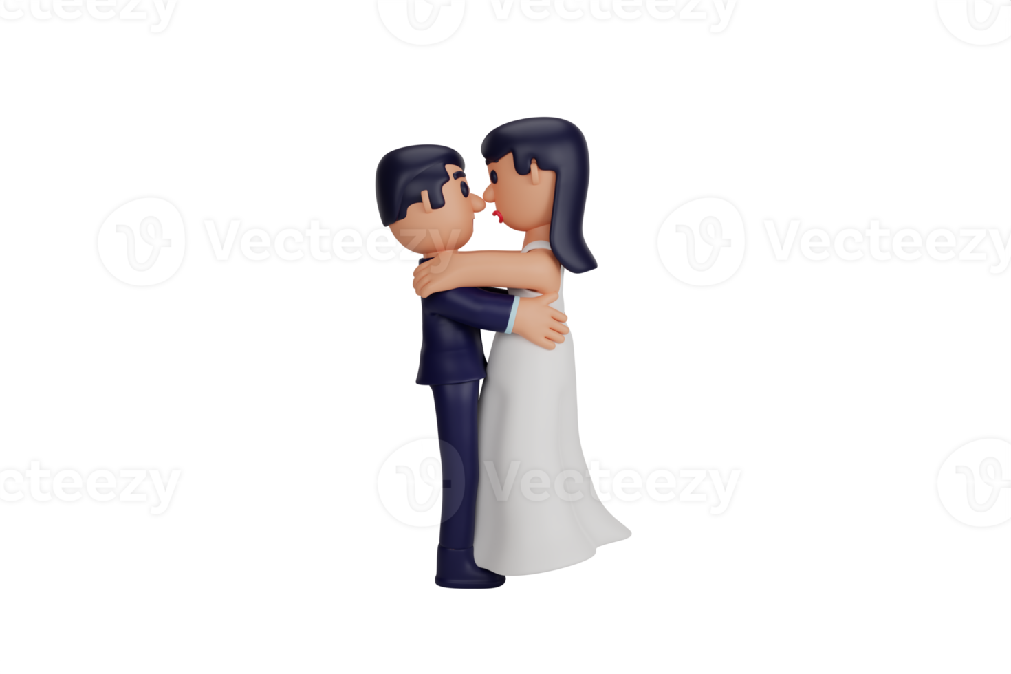 3d character romantic wedding couple moments png