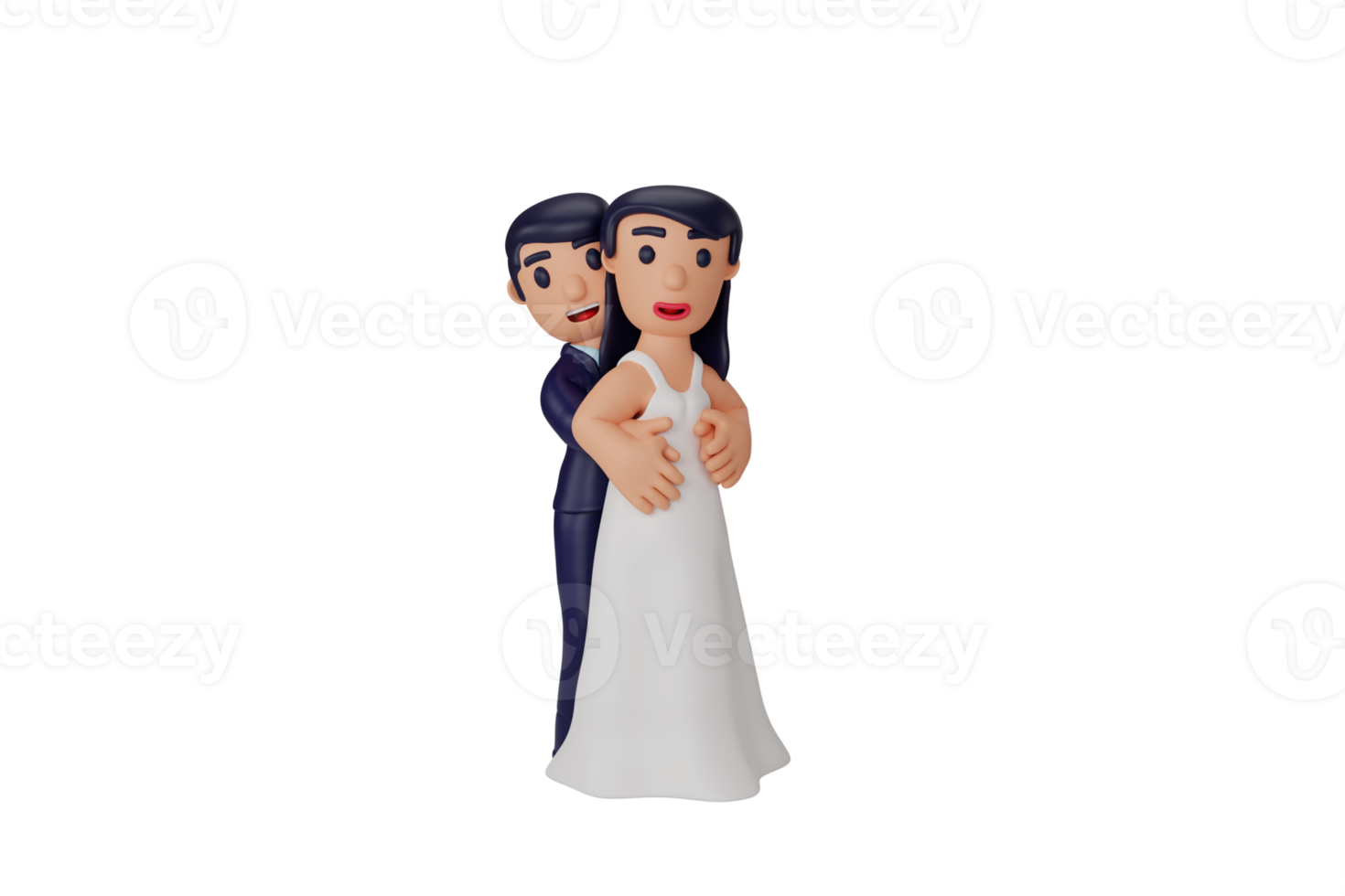 3D karaktär romantiska ögonblick för bröllopspar png