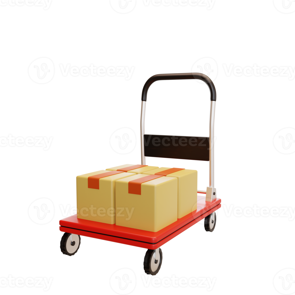 Trolley cart illustration 3d png