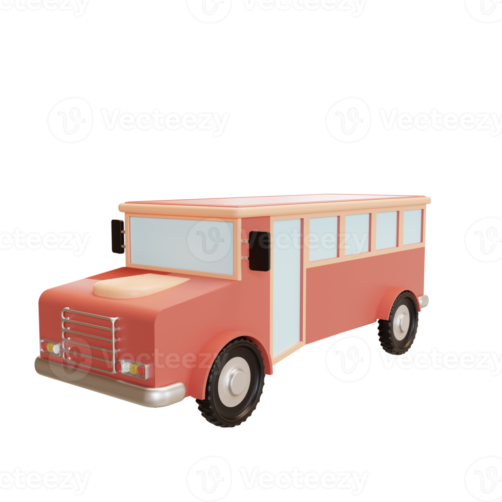 Bus school illustration 3d png