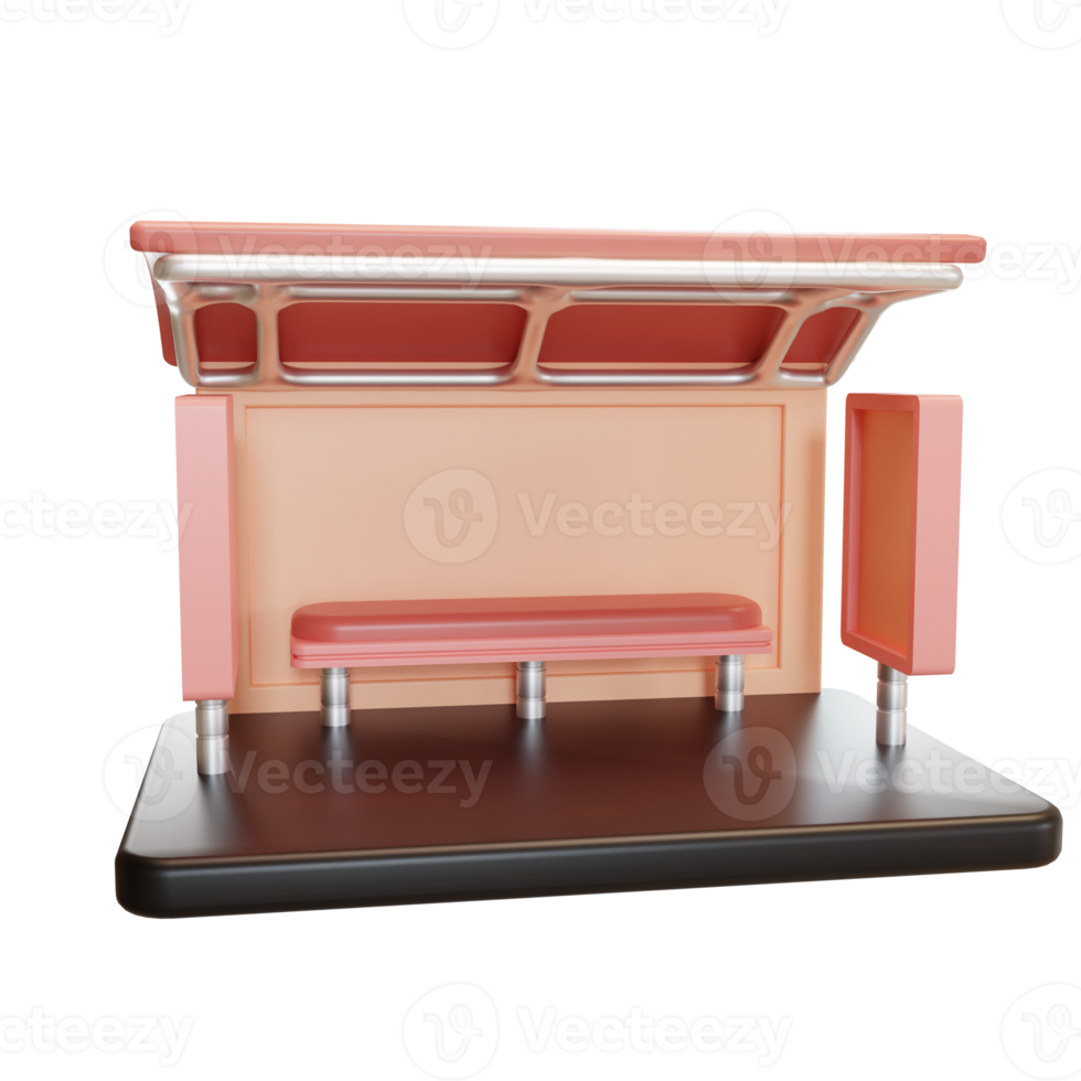 Bus stop illustration 3d png