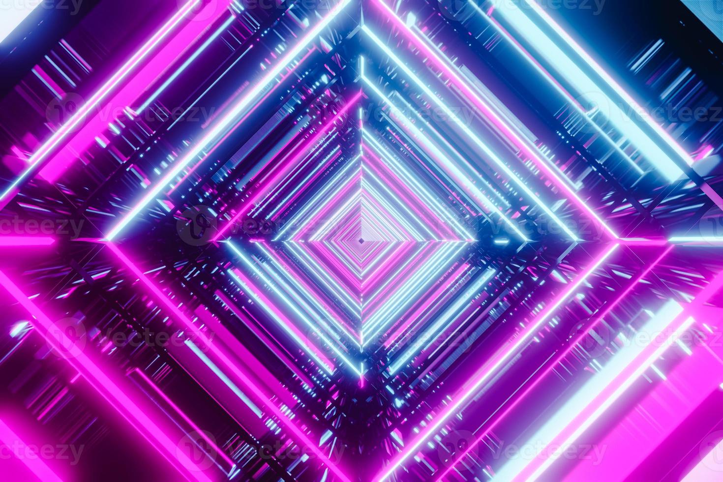 Abstract blue and purple fractal neon background with color lines. 3d illustration photo