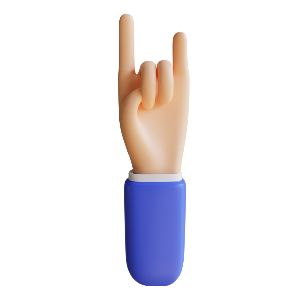 3D Rock On Hand Gesture png