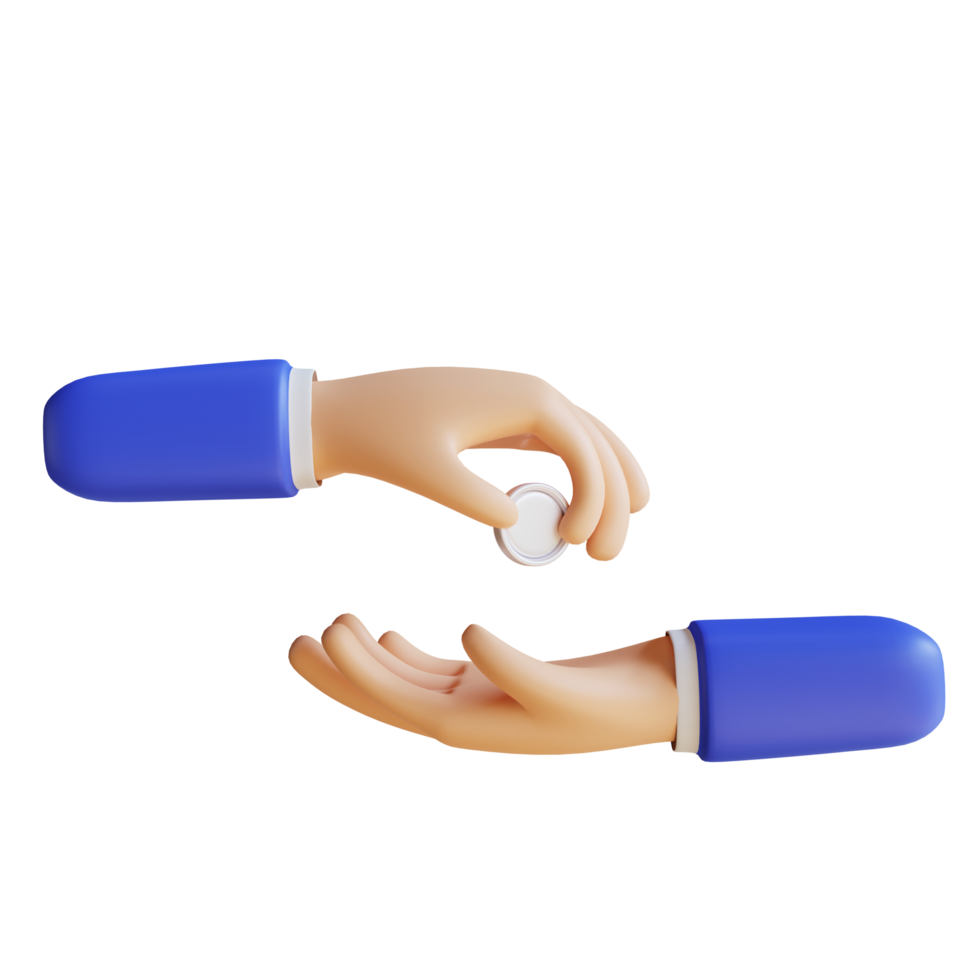 3d dar dinero gesto de la mano png