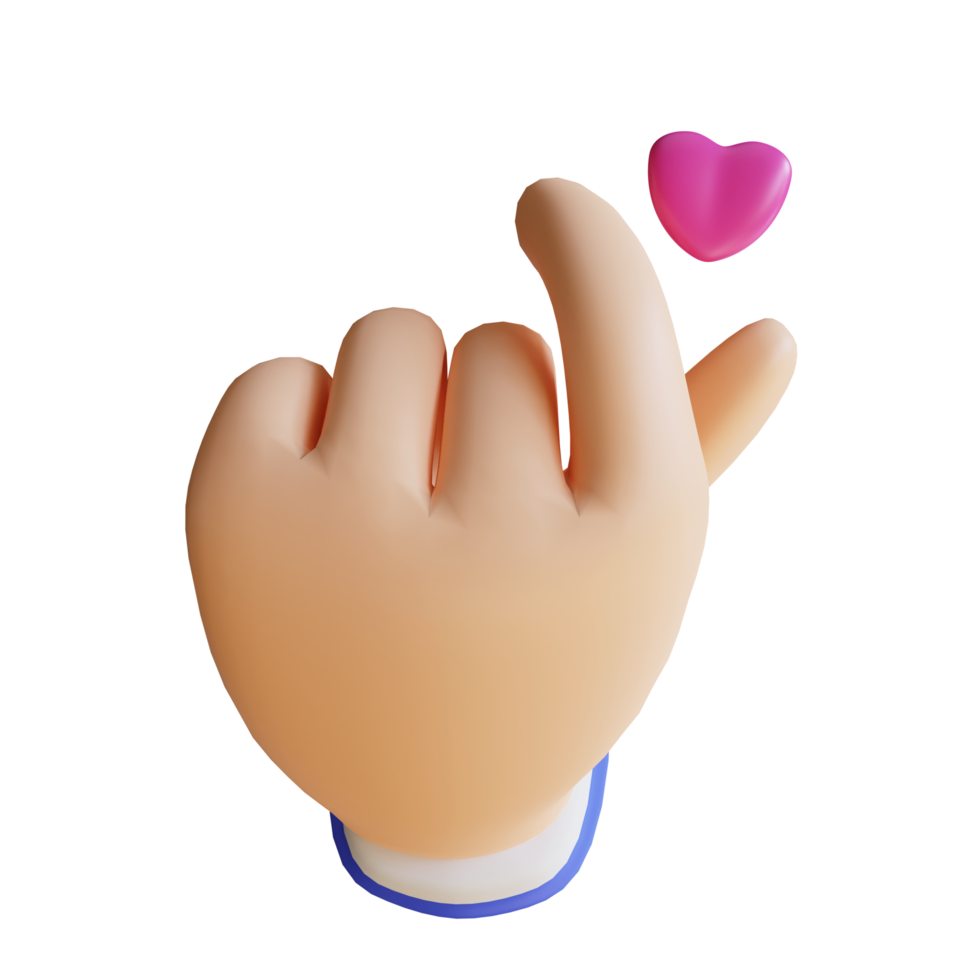 3d haga clic en el gesto de la mano de amor png