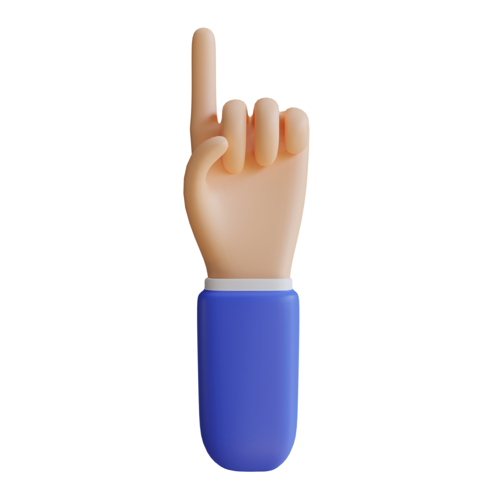 3d ett finger hand png