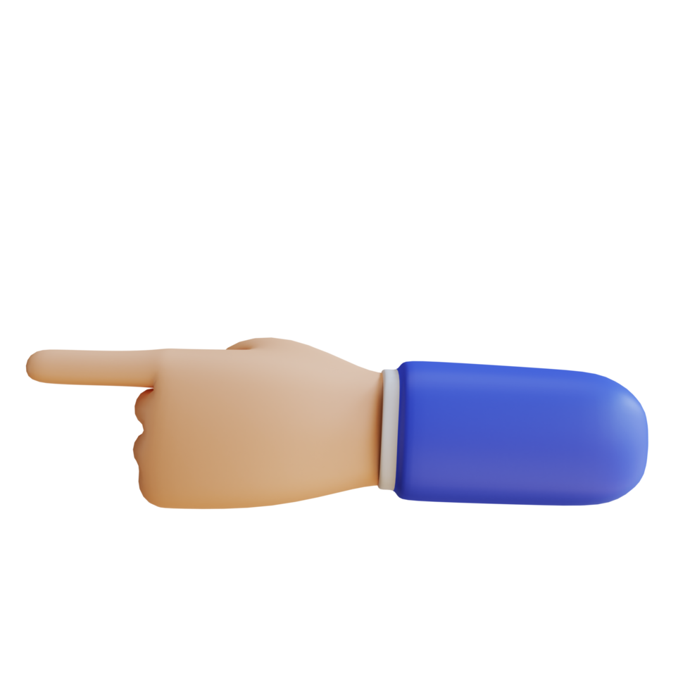 3D Left Direction Showing Hand Gesture png