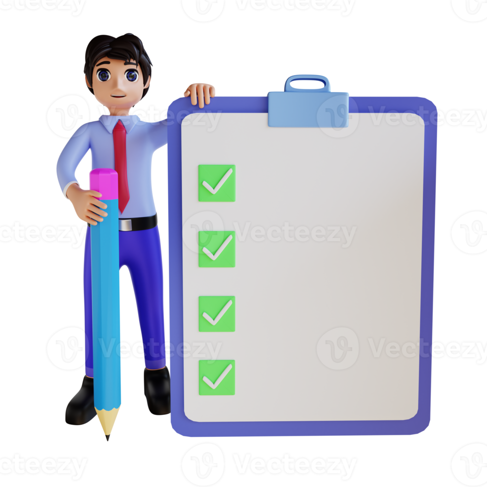 3D Character  Carrying a checklist png
