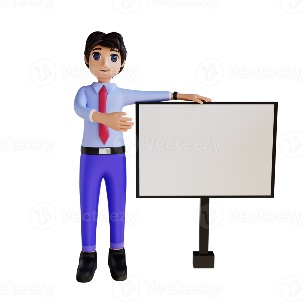 3D Character Office Man Presentation png