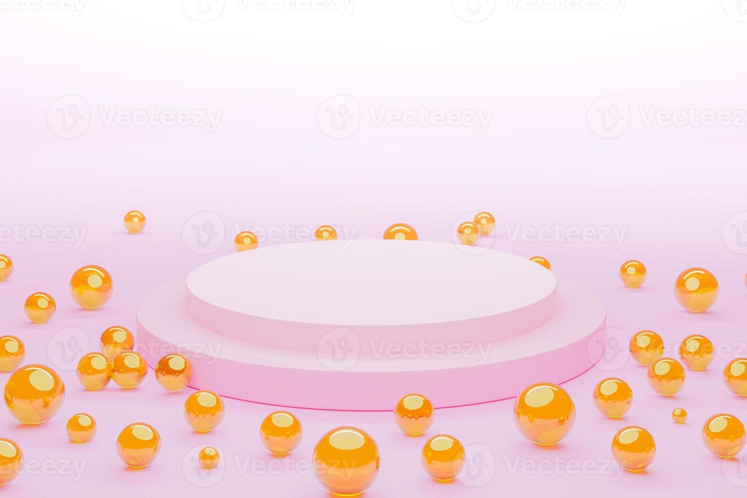 Mock-up Display Product Podium, 3D rendering. Abstract scene background. Cylinder podium on pink background. Product presentation, mock up, show cosmetic product, Podium, stage pedestal or platform photo