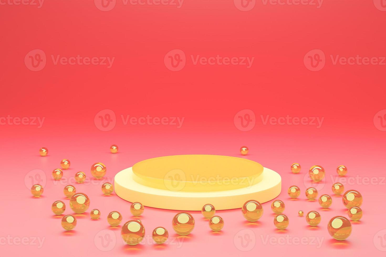 Mock-up Display Product Podium, 3D rendering. Abstract scene background. Cylinder podium on pink background. Product presentation, mock up, show cosmetic product, Podium, stage pedestal or platform photo