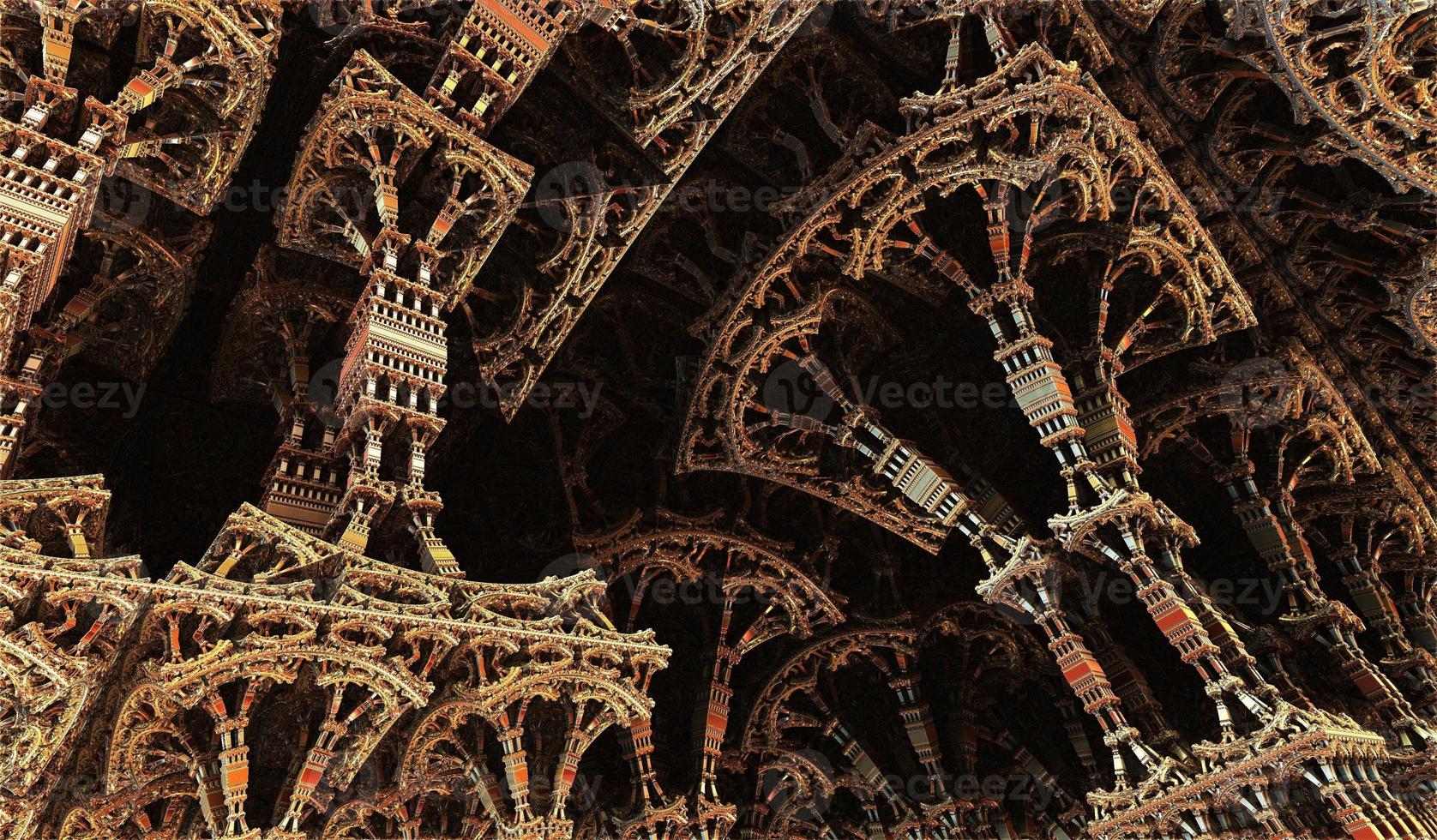 Abstract Computer generated Fractal design. 3D Aliens Illustration of a Beautiful infinite mathematical mandelbrot set fractal. photo