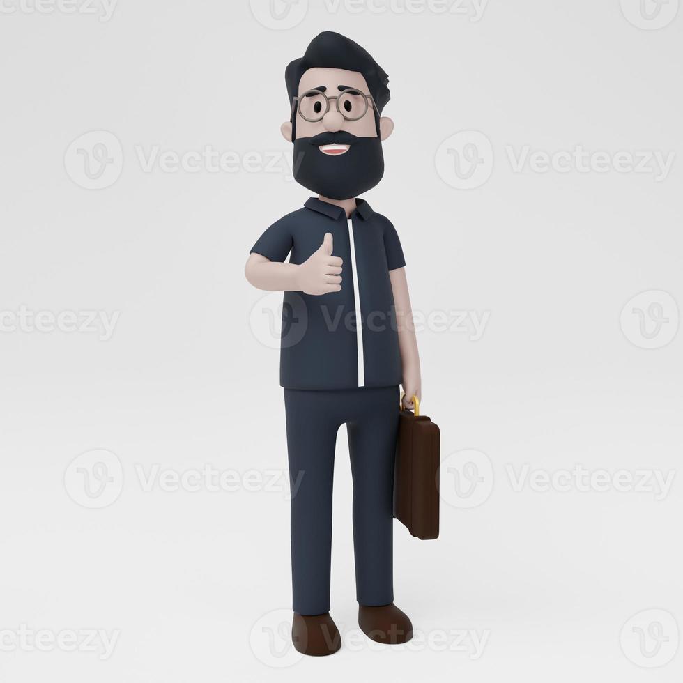 3D Business Man Standing Thumb Up photo