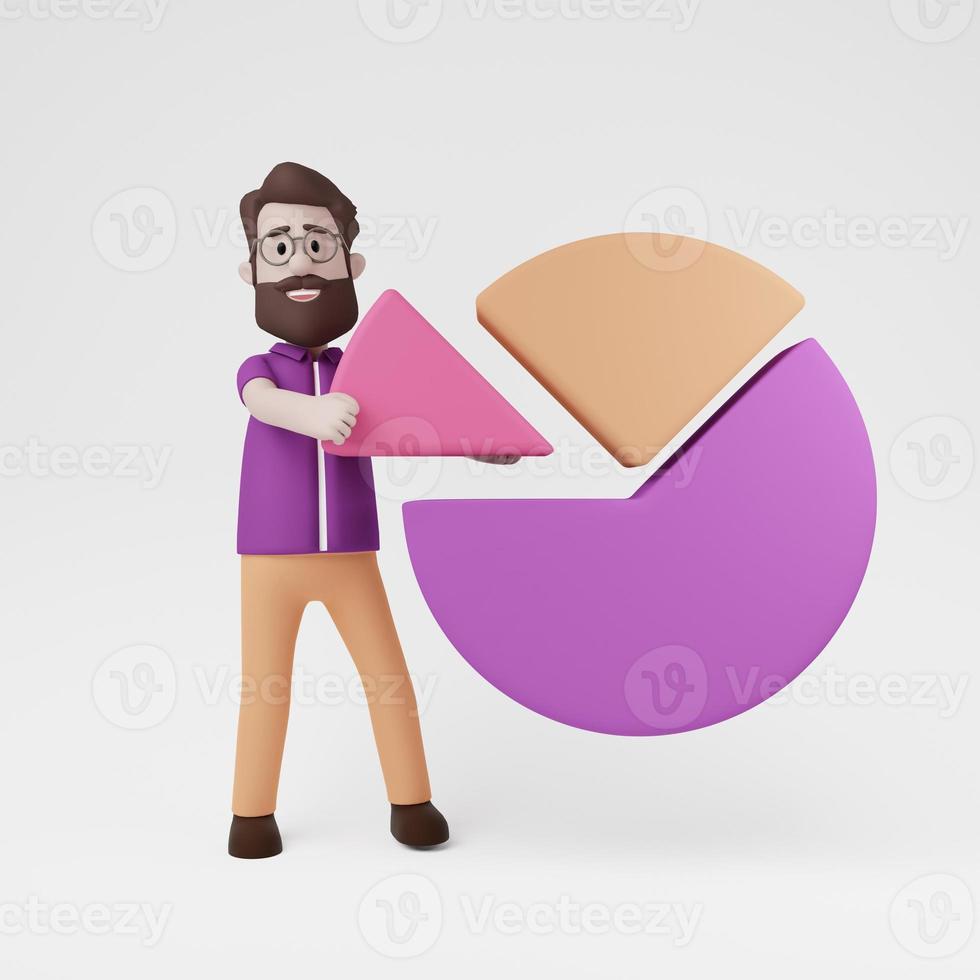 3D Business Man Arranging Graph Proportion photo