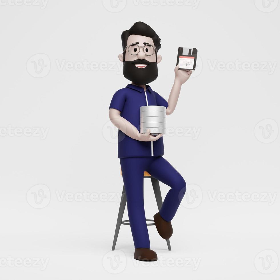 3D Man Save Database Technology Online Storage photo