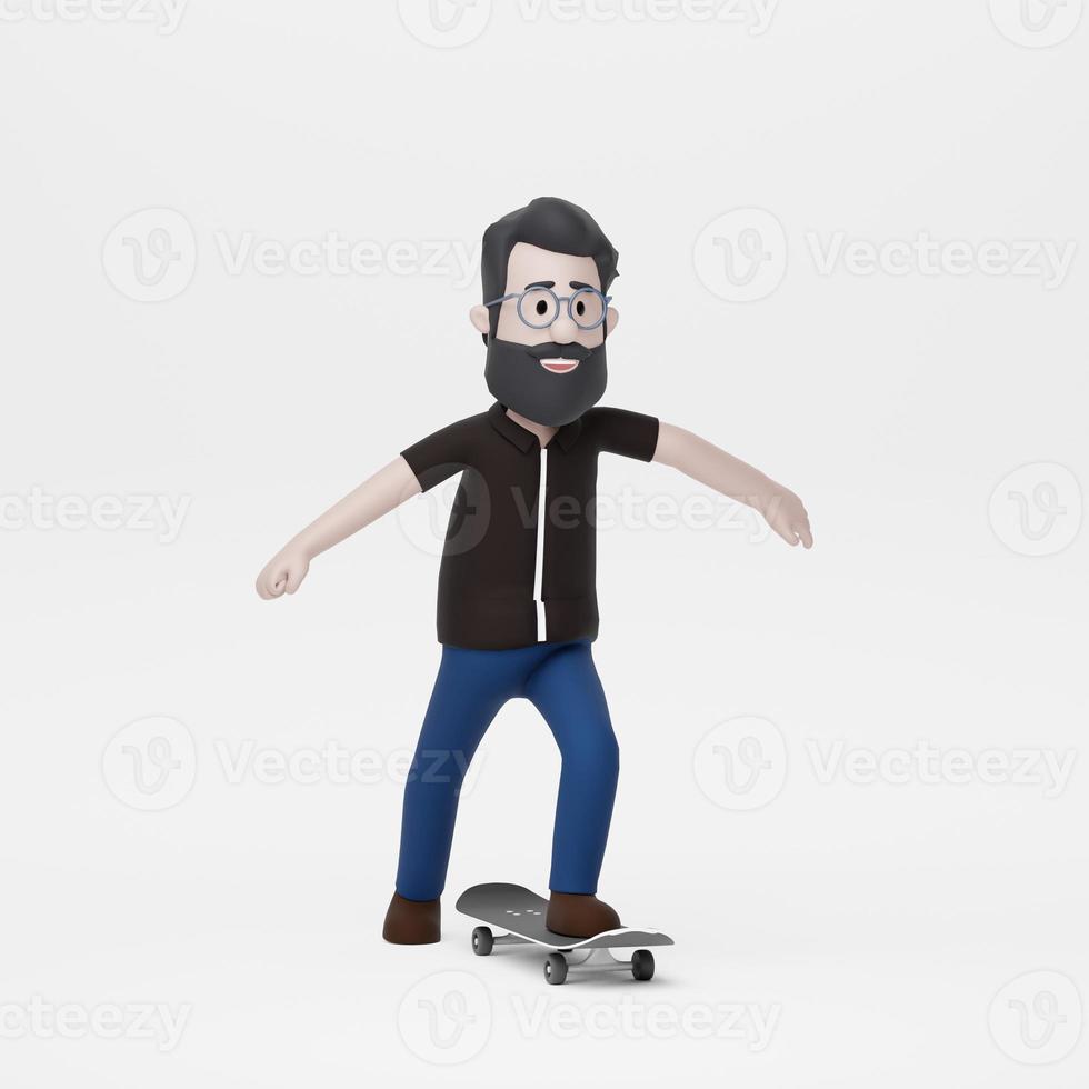 3D Man Playing Skateboard Himself photo
