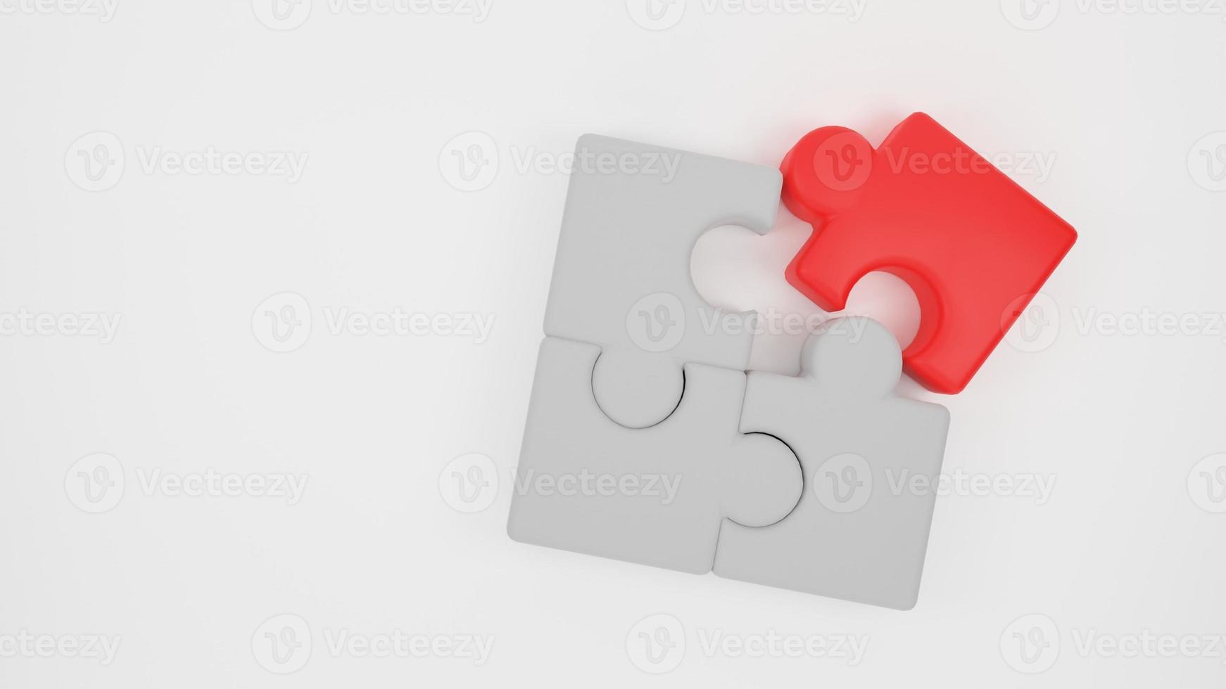 3D render of Brainstorming teamwork concept. Jigsaw puzzle pieces icon collaboration in business development photo