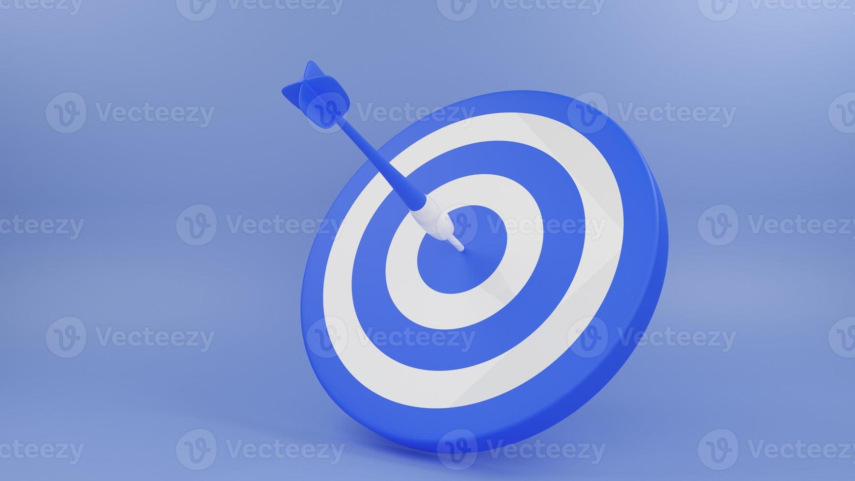 3d render illustration of arrow hit the center of target. Business target achievement concept photo