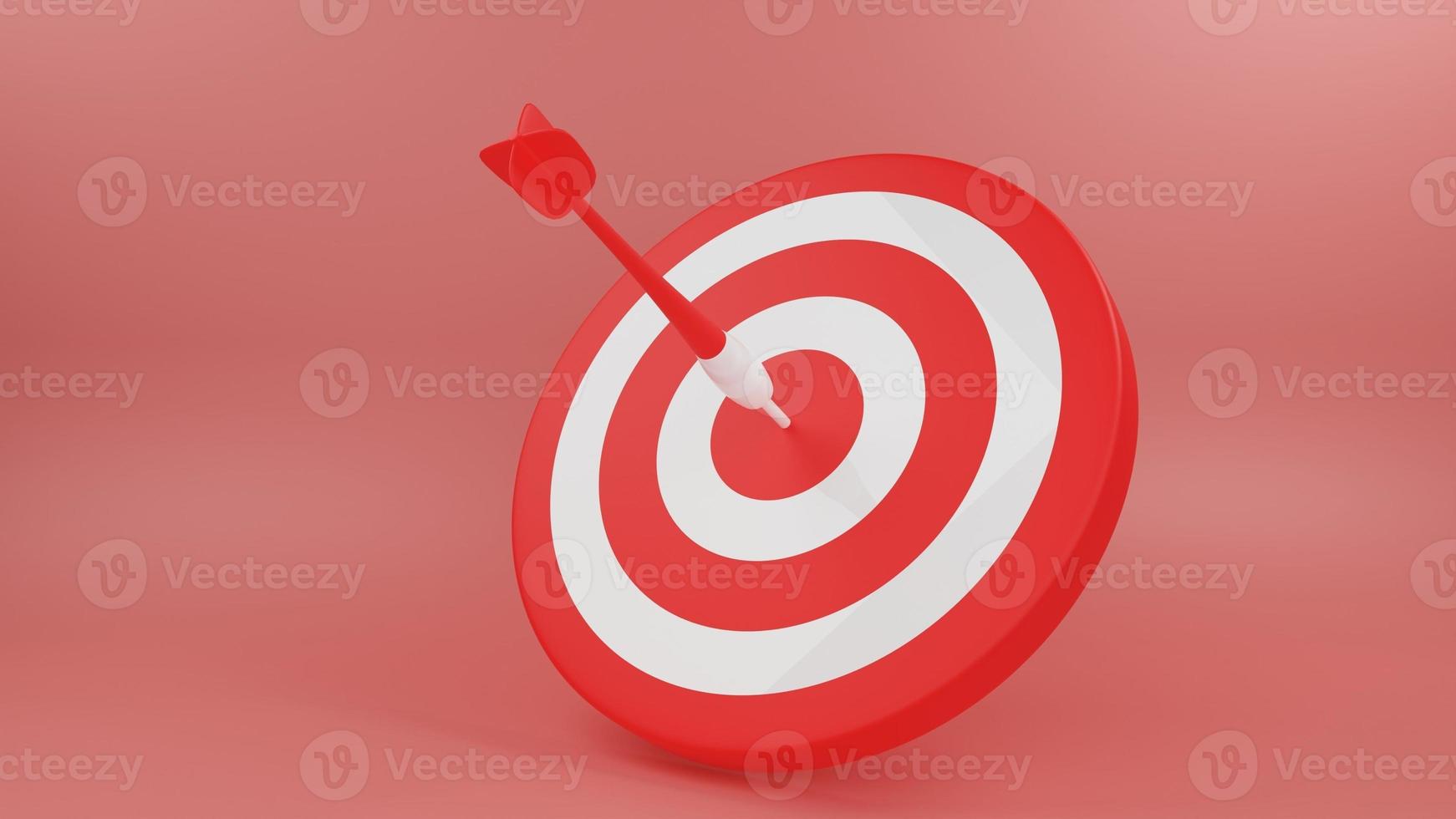 3d render illustration of arrow hit the center of target. Business target achievement concept photo