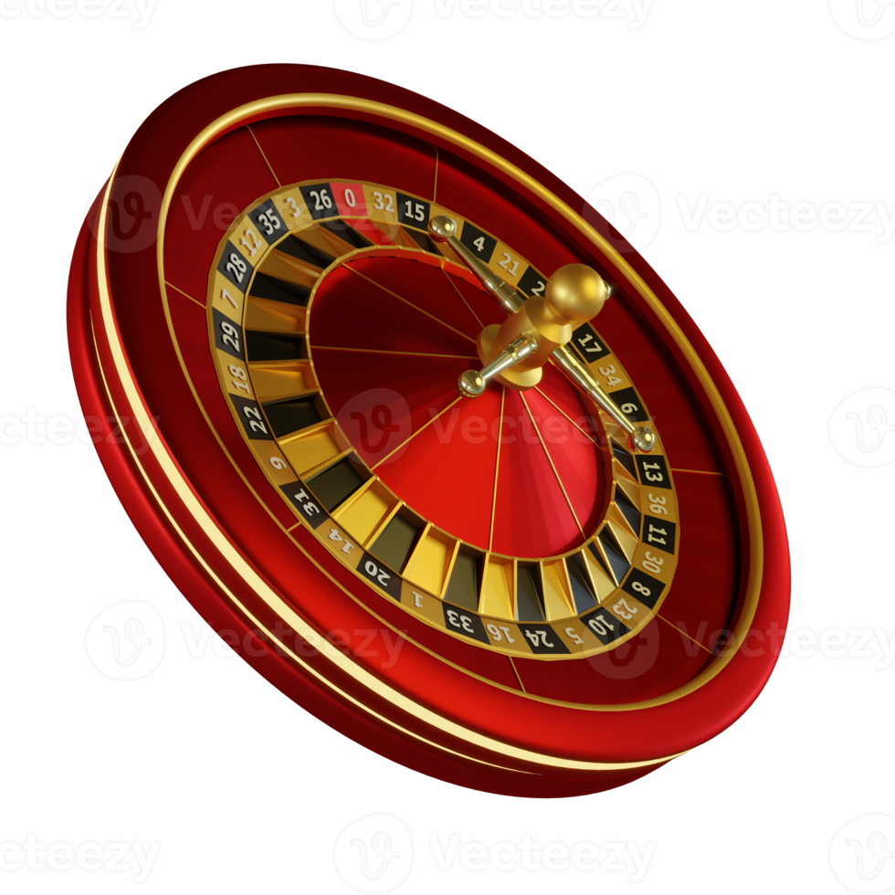 Red  Roulette Casino 3D Design Elements png