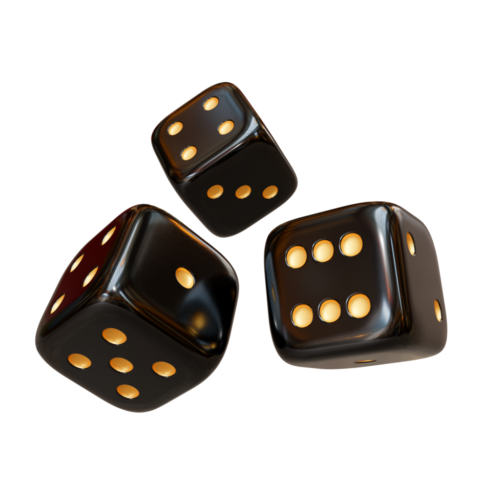 elementos de diseño 3d de casino de dados negros png