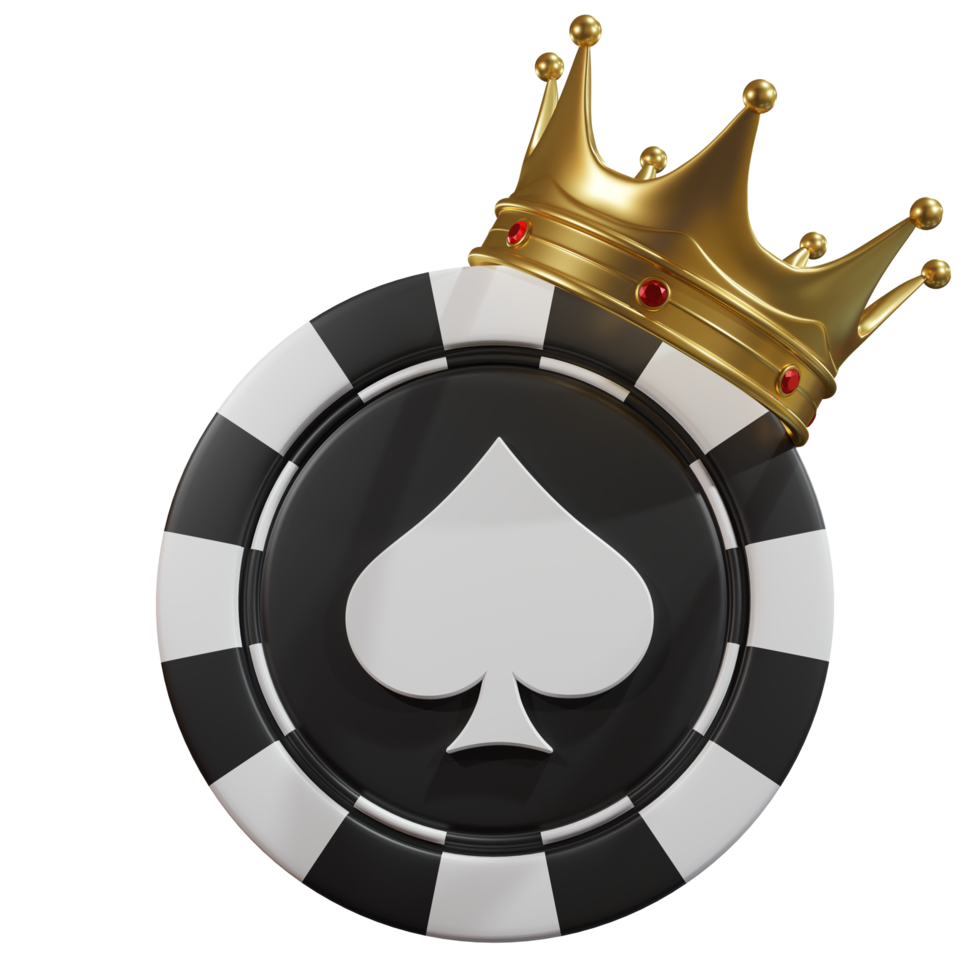 Casino club Chip with crown 3D Design Elements png