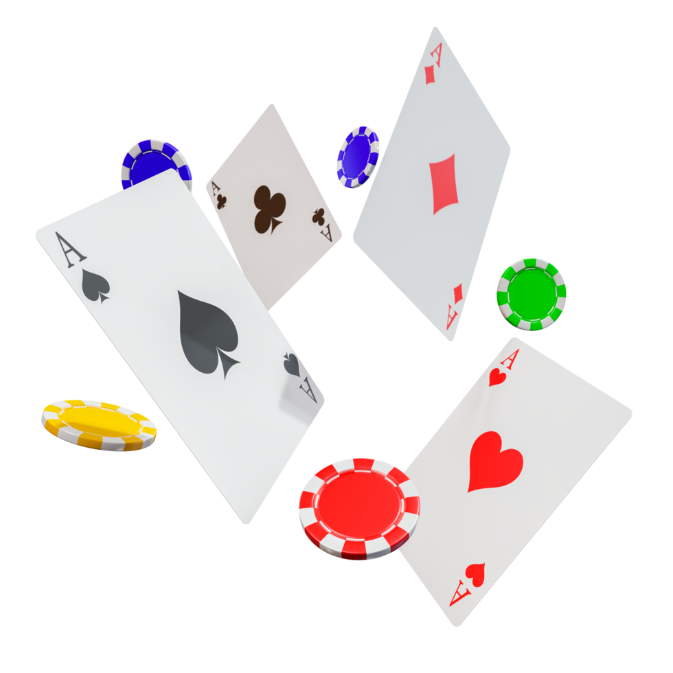 carte da casinò e fiches elementi di design 3d png