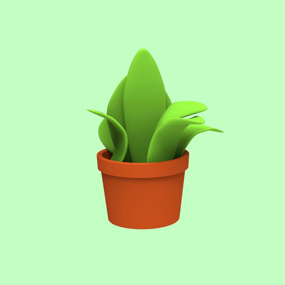 3D Leaves Pot Render photo