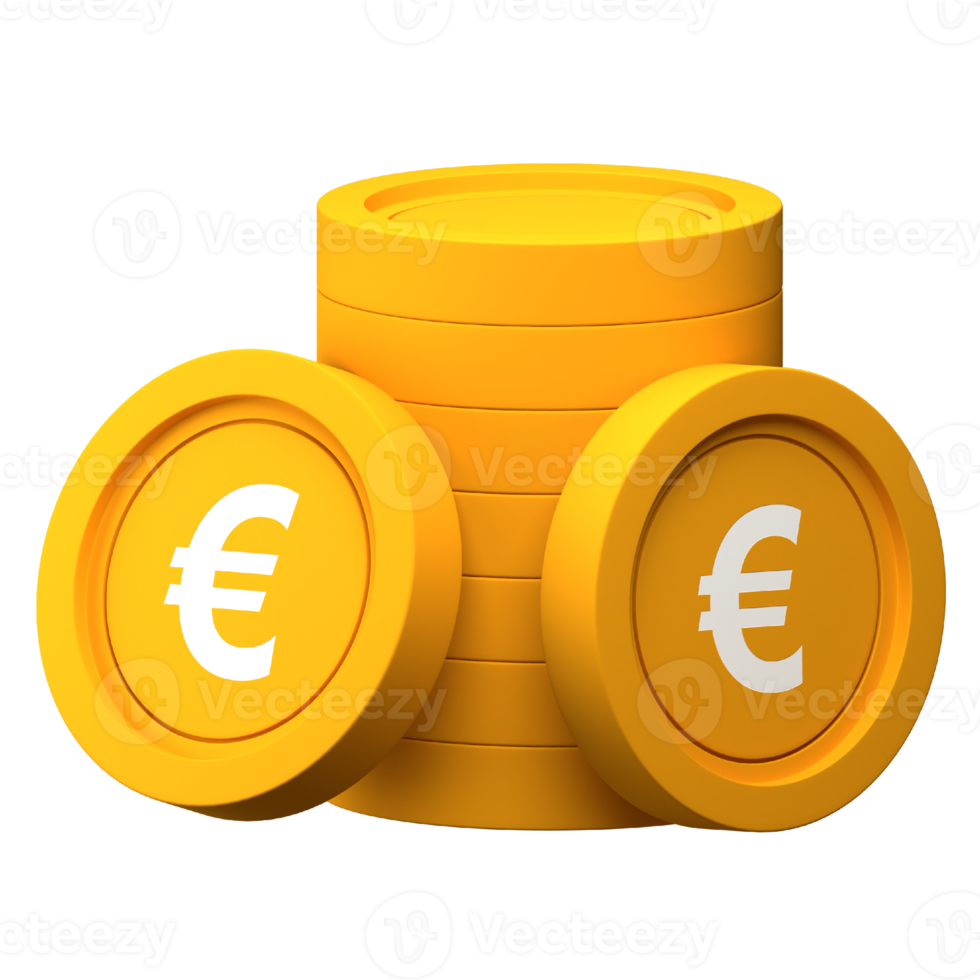 Euro Coin Stack 3d Icon for Finance or Business Illustration png