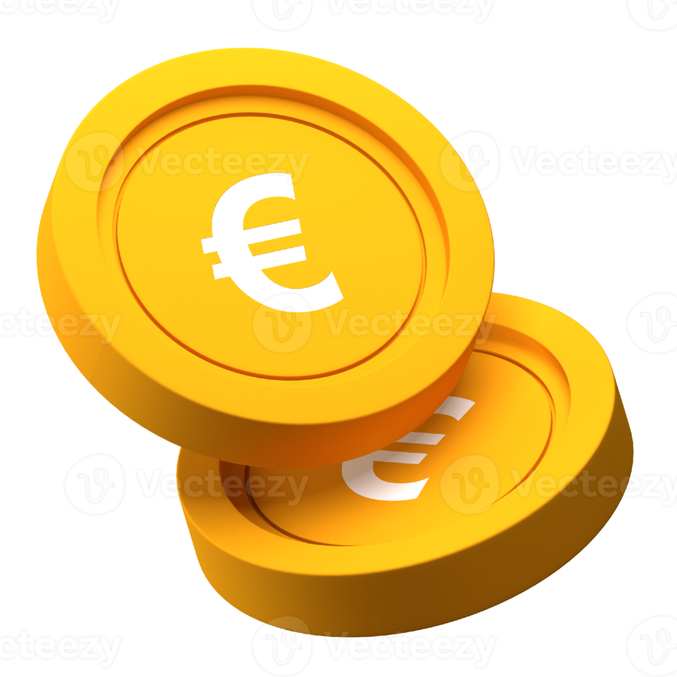 euromunt 3d pictogram voor financiën of bedrijfsillustratie png