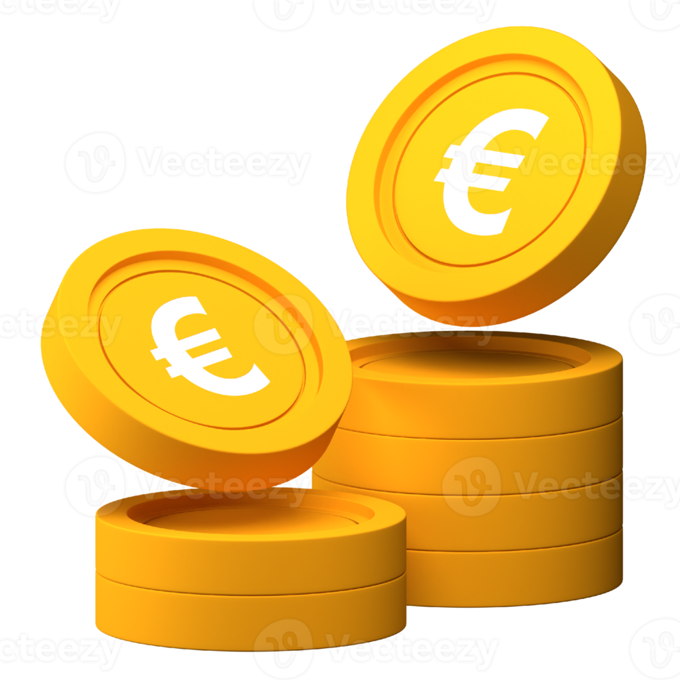 Euro Coin Stack 3d Icon for Finance or Business Illustration png