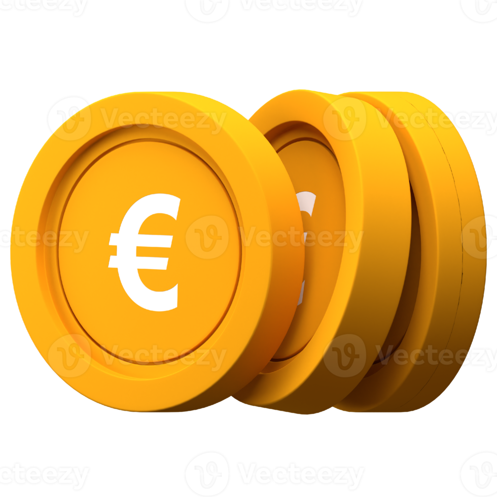 Euro Coin Stack 3d Icon for Finance or Business Illustration png